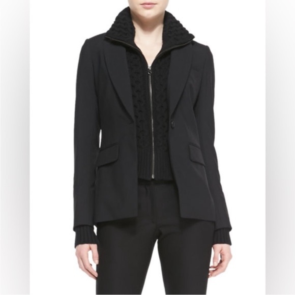 $378 Veronica Beard Black Upstate Cable Knit Wool Dickey & cuffs set Rare - Picture 3 of 8